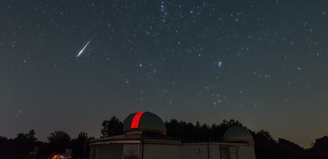 Bright Perseid meteor above Peterberg Observatory